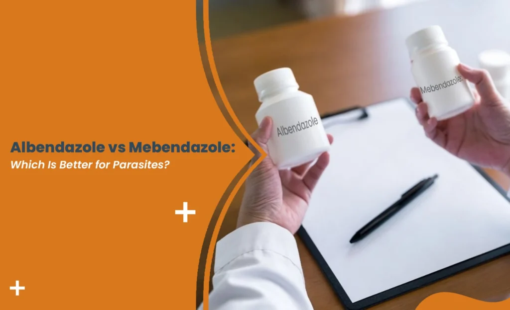 Albendazole vs Mebendazole bottles comparison for parasite treatment