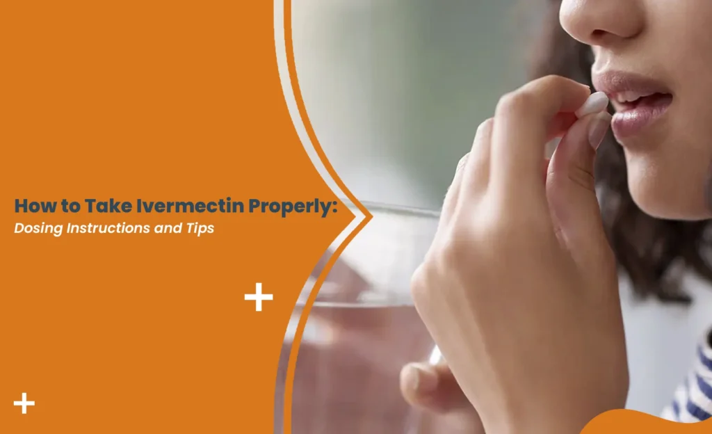 Woman taking ivermectin tablet with water for proper dosing.