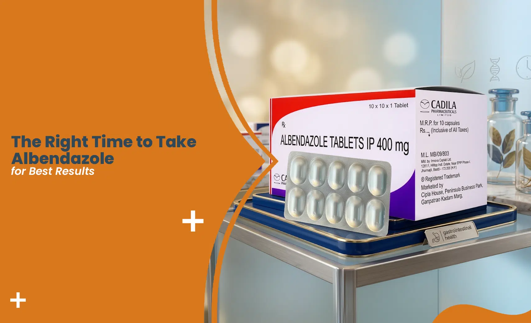 Right time to take albendazole with Albendazole 400 mg tablet pack for effective worm treatment