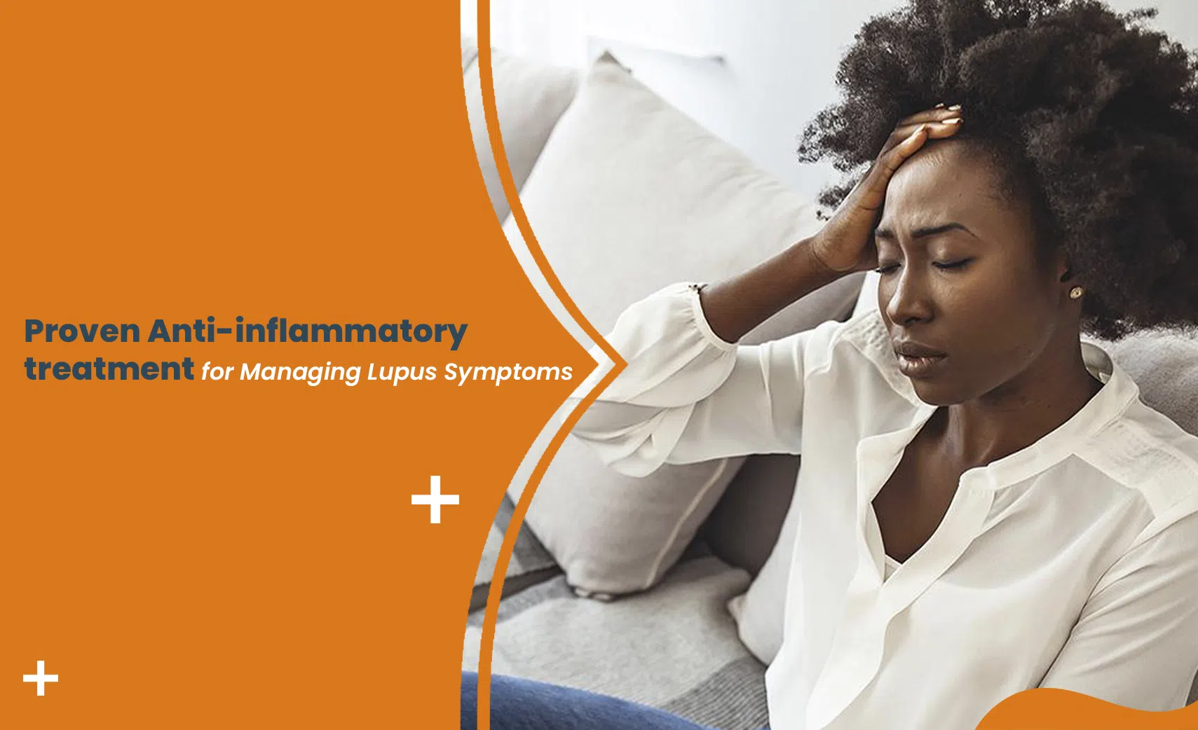 Woman experiencing joint pain and fatigue, highlighting the need for anti-inflammatory treatment for lupus
