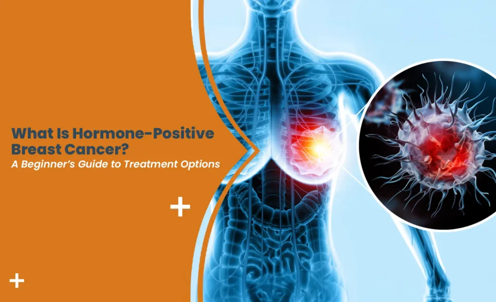 Hormone receptor positive breast cancer treatment options and breast cancer illustration